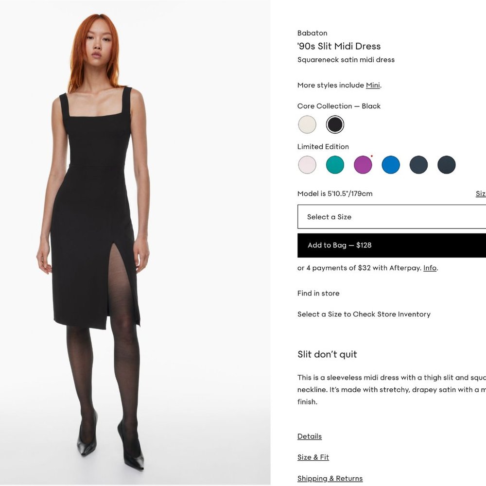 Aritizia '90s Slit Midi Dress